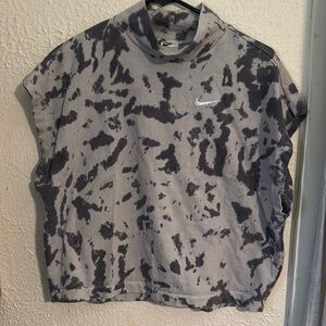 Nike Black and Gray Tie-Dye Top